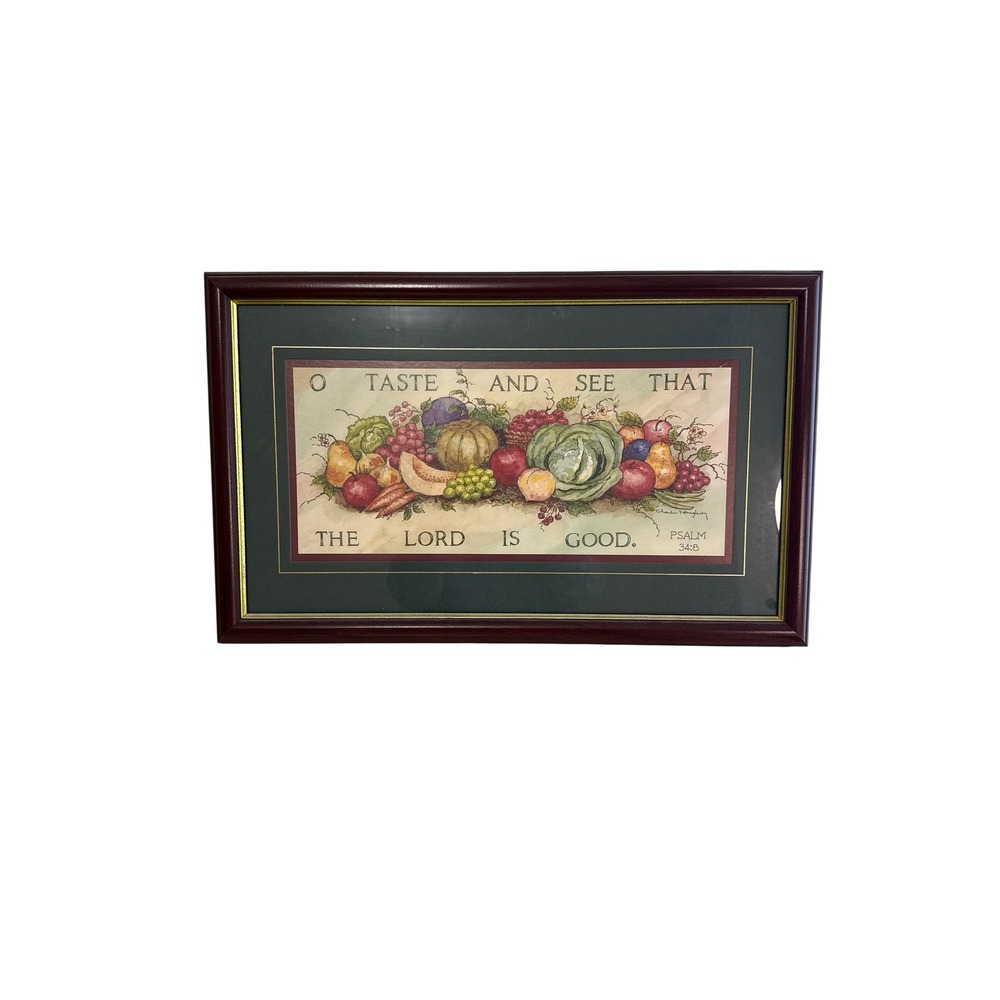 Home Interiors Psalm 34:8 Framed Art Charles Haughley Harvest Fruit Decor USA